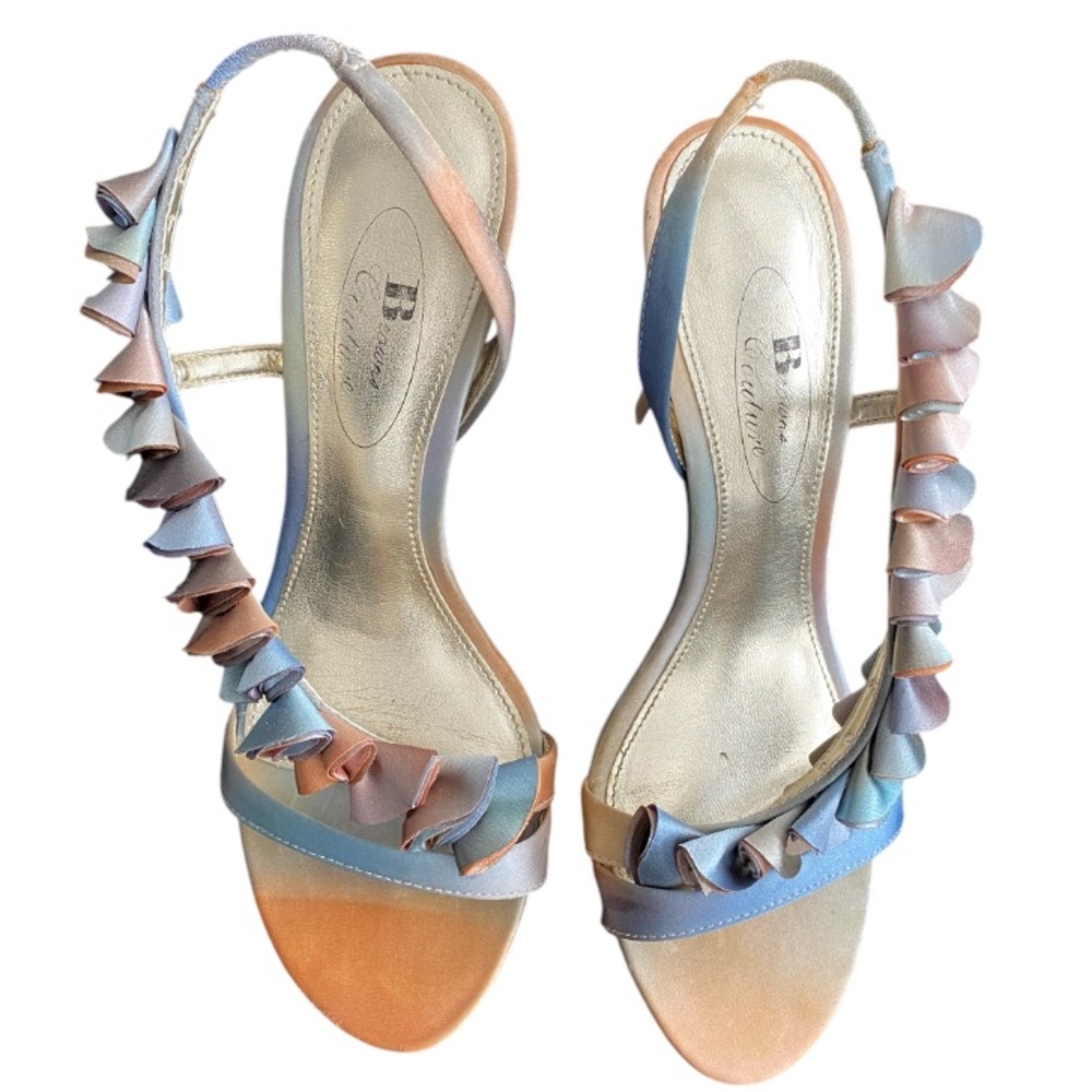 Brown Couture Wedding Multi Colors Heel Pumps Size 6.5 M